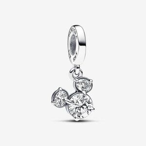 Authentic Disney Mickey Mouse Sparkling Head Silhouette Dangle Pandora Charm